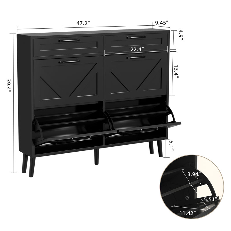 Zeringue 24 Pair Shoe Storage, Black