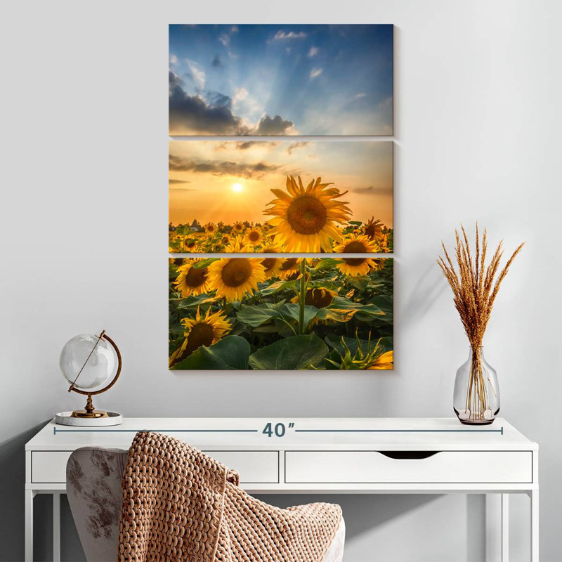 Harnek Sunset With Beautiful Sunflowers, 32" H x 20" W