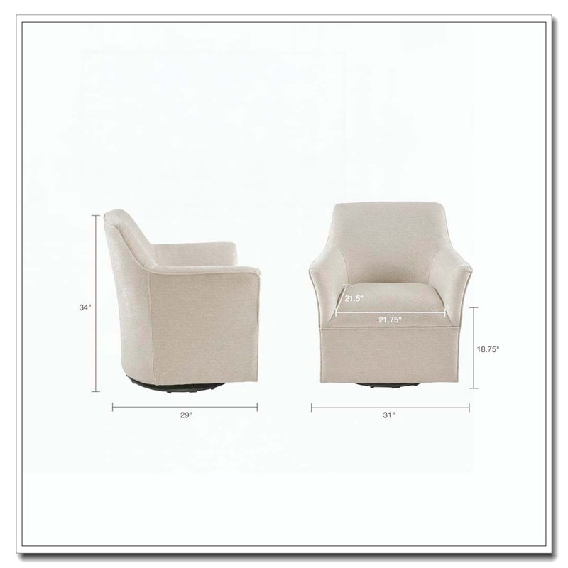 Fauteuil demi-tonneau pivotant et évasé, Crème, crème