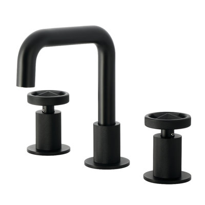 Kingston Brass Ostro Two-Handle 3-Hole Deck Mount Widespread Bathroom Faucet With Push Pop-Up Drain