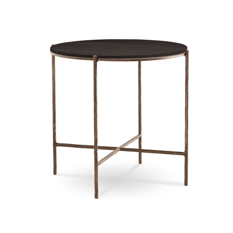 Table de bout Anna, Corbeau, Étain antique