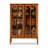 American-Style Vintage Cherry Wood Rattan And Glass Feature Cabinet-598812649