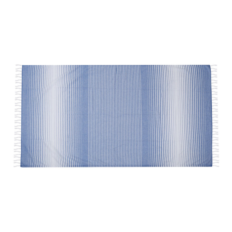 Serviette de plage 100% coton Clery, Bleu / blanc