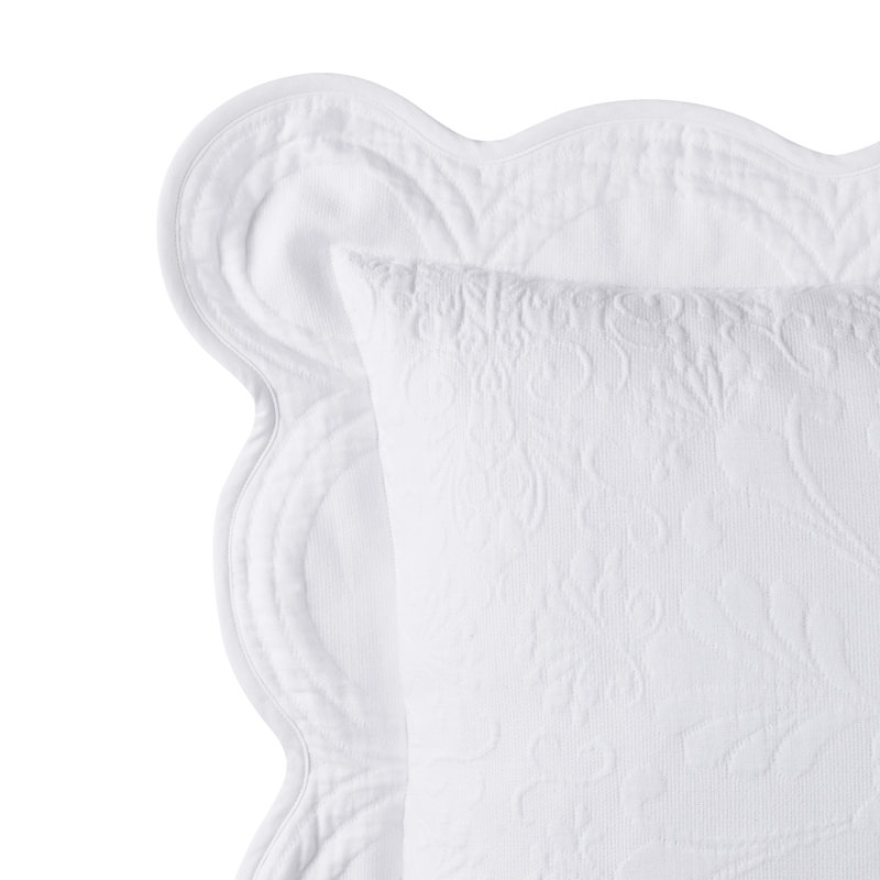 Historic Charleston Charleston Estate King Sham, 20 In x 36 In Pillow Cover, Embossed Scalloped Pillow Cover, 100% Cotton King Pillow Sham, Single Sham, White