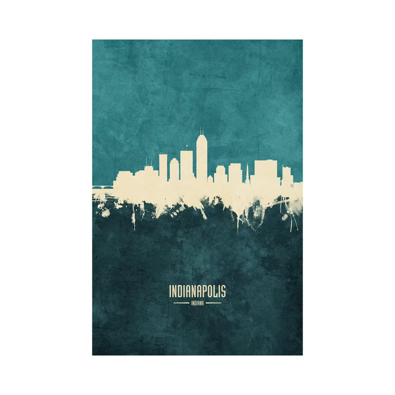 Indianapolis Indiana Skyline by Michael Tompsett - 1 Piece Wrapped Canvas Painting, 66.04 cm H x 45.72 cm W x 3.175 cm D