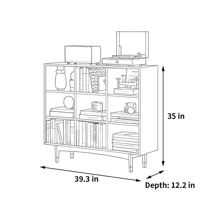 Marblehead, (3 Shelves) 35"H x 39.3"W x 12.2"D, Black