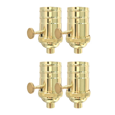 Royal Designs, Inc. On/Off Vintage Turn Knob Lamp Socket For Incandescent LED Bulbs, Oil Rubbed Bronze, Set Of 4