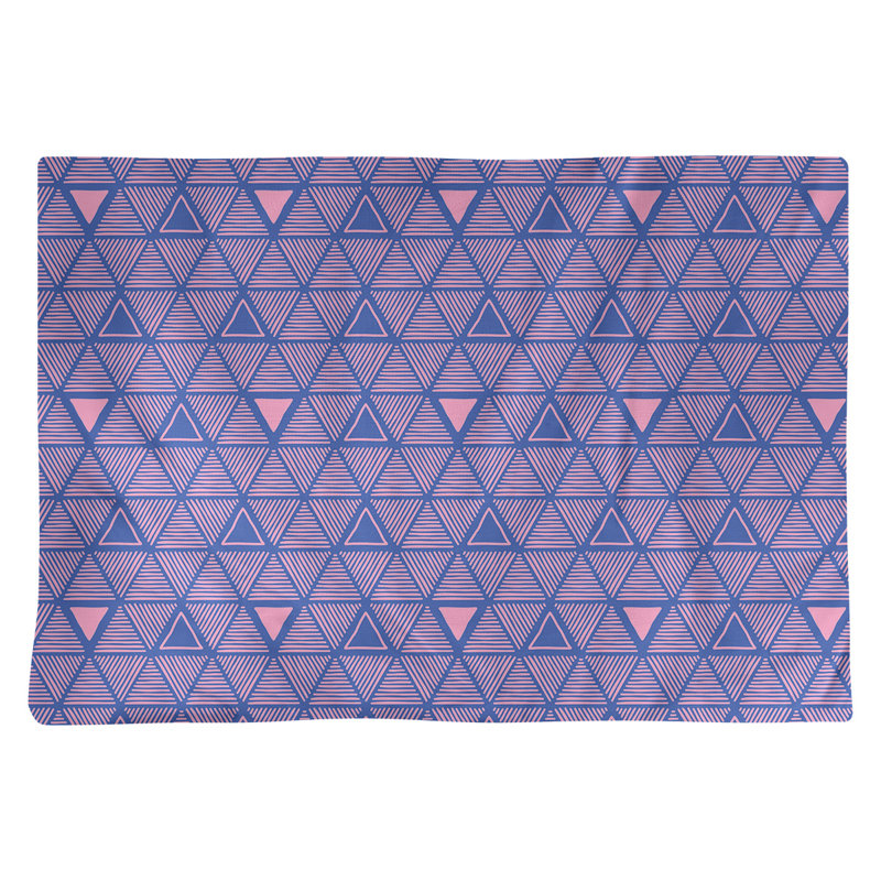 Napperon de 18 po en coton dessiné à la main triangle, Bleu/rose, Coton