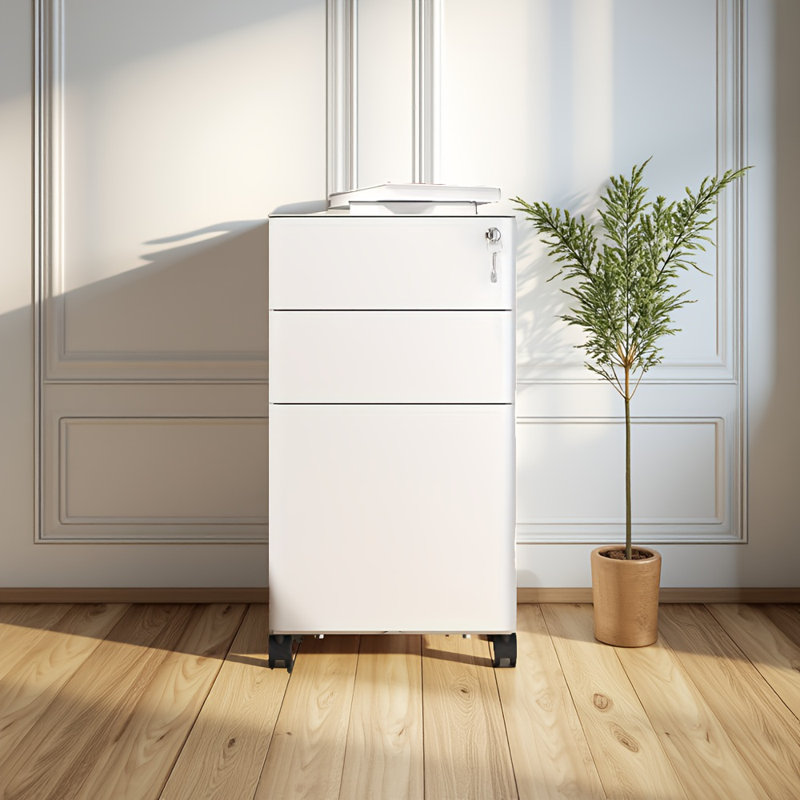 Classeur mobile entièrement en acier à 3 tiroirs avec serrure, capacité de 110 lb / tiroir, conception anti-basculement et roulettes à roulement en douceur pour le bureau / la maison, entièrement assemblé