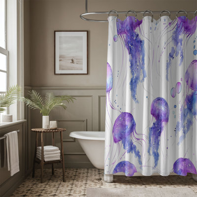 Rideau de douche standard 1 pièce Watercolor Marine Creatures