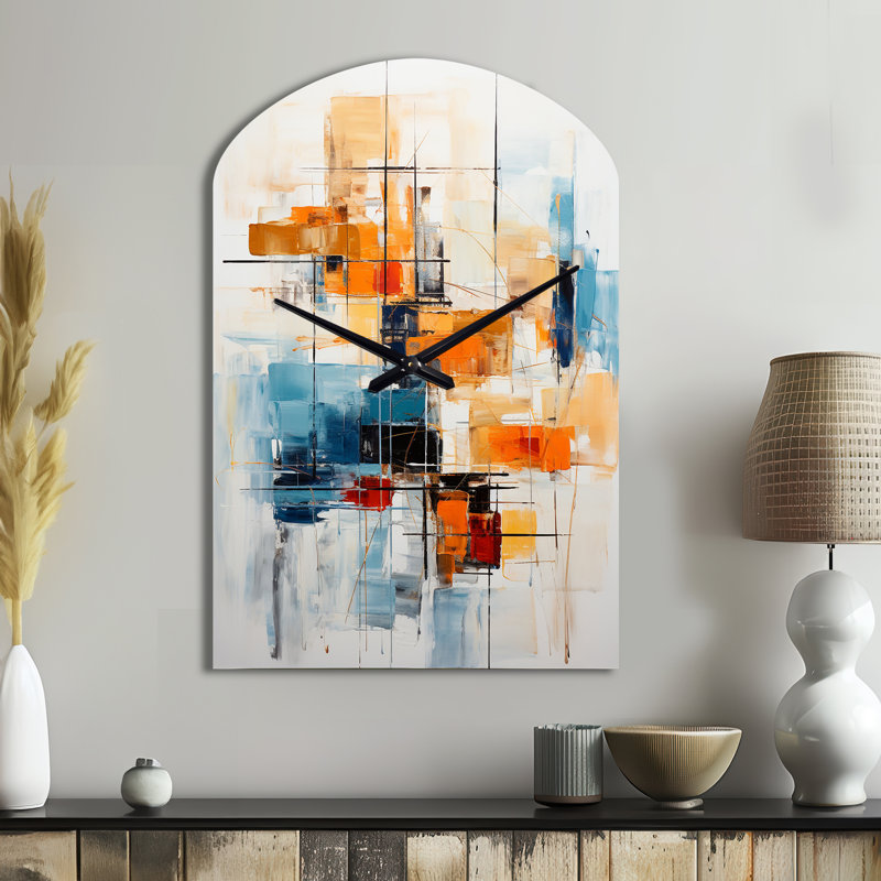 Horloge murale arquée moderne Mid Century, Grand