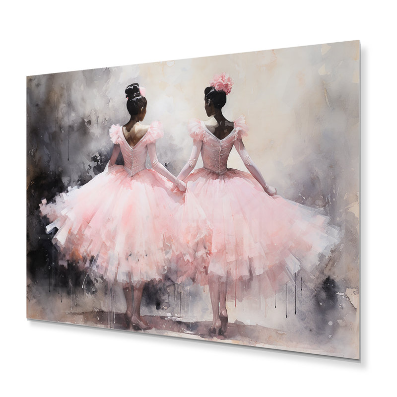 Danse de ballet rose I - divertissement mural en métal, H 12 po x l 20 po