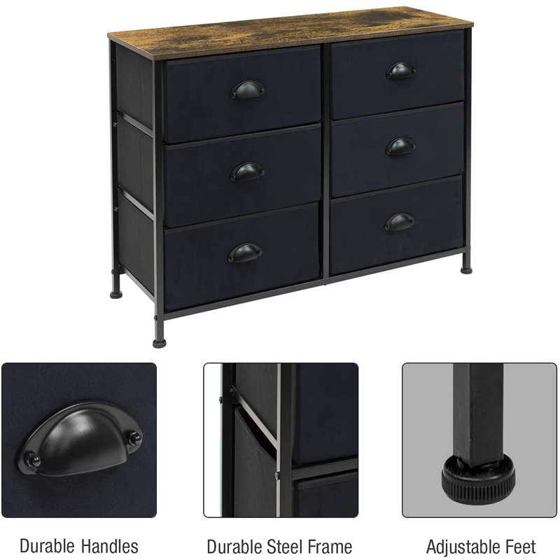 Commode 6 tiroirs l 11,75 po