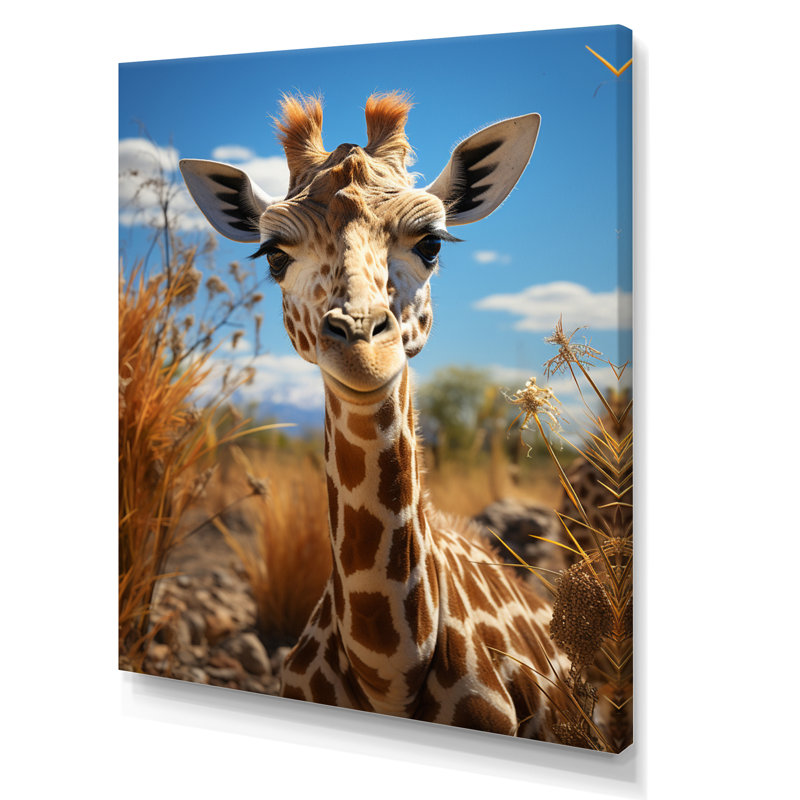 Décoration murale mignonne girafe - animaux, Toile tendue, H 20 po x l 12 po x P 1 po