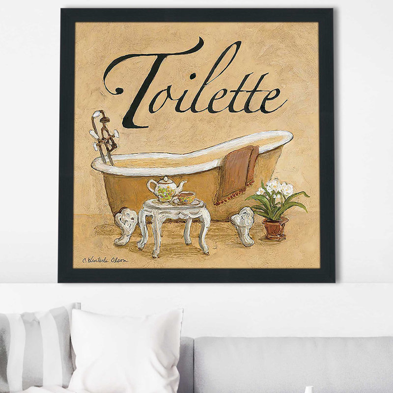 «Spice Toilette (Square)» par Charlene Olson, Cadre espresso, H 31,5 po x l 31,5 po x P 1 po
