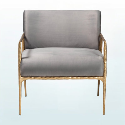 Maliyah Modern Rustic Velvet Lounge Chair with Hand-Forged Metal Frame