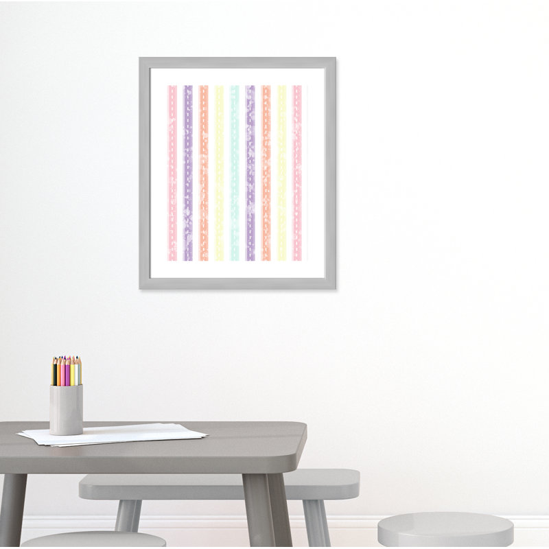 Adhésif décoratif Whimsical Stripe, H 26,5 po x l 22,5 po x P 0,625 po, Encadré plat argent