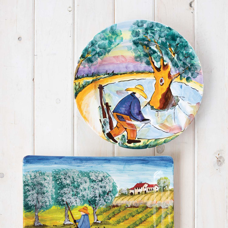 Assiette murale ronde Olive Harvest