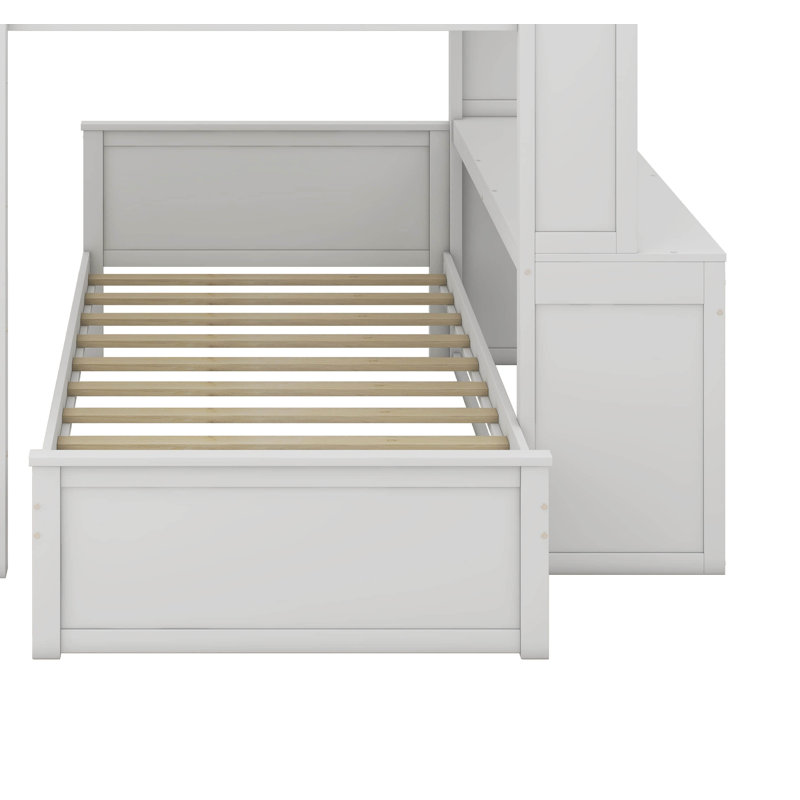 Lit superposé double avec tiroirs Burwell Kids, Blanc