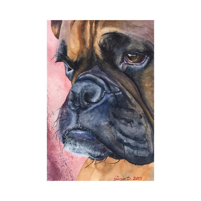 Boxer Portrait - Wrapped Canvas Print, 101.6 cm H x 66.04 cm W x 1.91 cm D