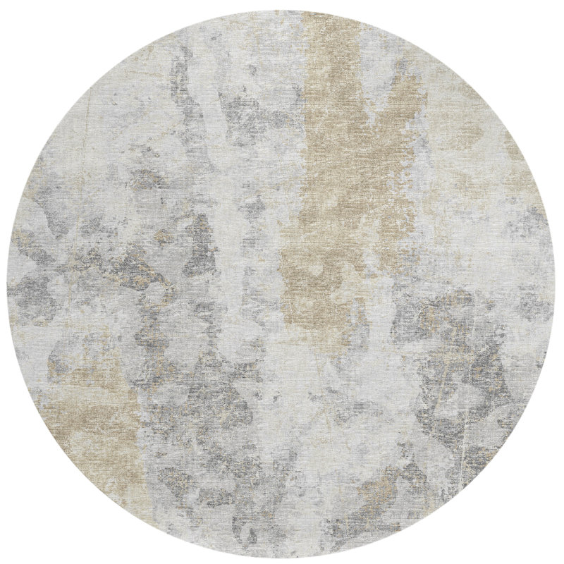 Tapis intérieur / extérieur en polyester tissé à la machine Waverlee, Rond 8 pi