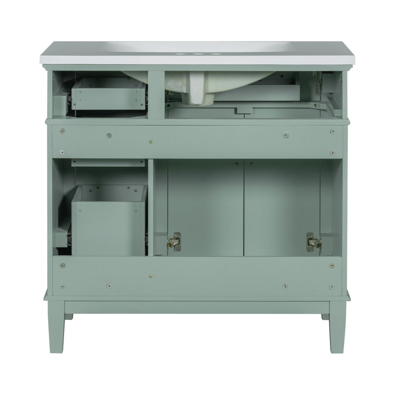 Modern Bathroom Vanity With Resin Sink And Abundant Storage For Stylish Bathrooms, Vert