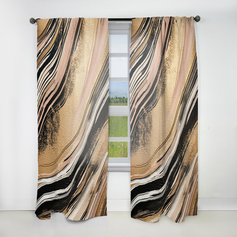 Doone - Essence de lignes dorée II - Rideau en velours moderne - obscurcissant - 1 panneau, L 52 po x L 63 po