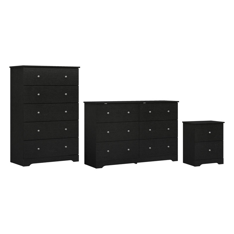 Blaklee 3 Pieces Bedroom Set, Black Oak