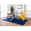 Vogo Modern Design Chrome and Glass Dining Table Set with 4 Quilted Faux Leather Dining Chairs-1789986865