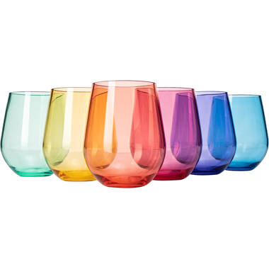 Joyjolt Hue Colored Highball Drinking Glasses - 13 Oz - Set Of 6 : Target