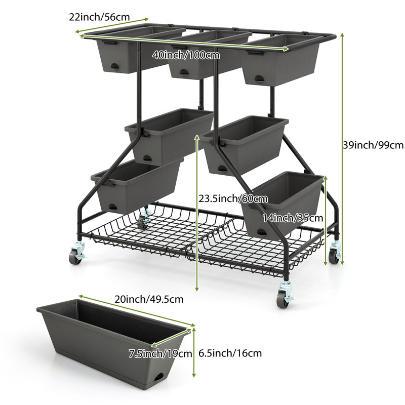 Vertical Raised Garden Bed, 3-Tier Elevated Garden Planters with Storage Baskets & 7 Planter Boxes