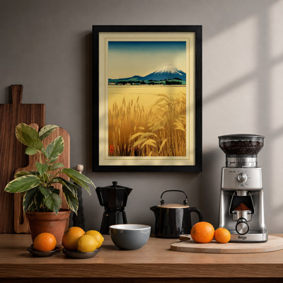 Mount Fuji and Harvest Japandi - Framed Print