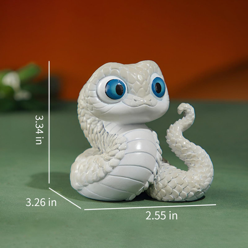 Figurine serpent en laiton - Statue de bon augure pour la maison et le bureau, Blanc