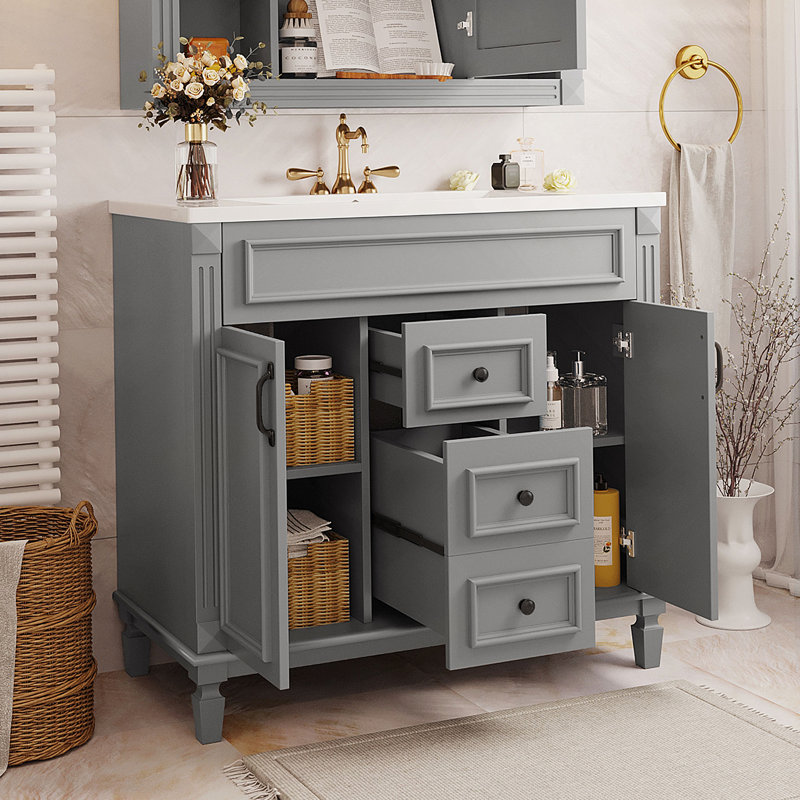 Meuble-lavabo de salle de bain 36 po avec lavabo supérieur