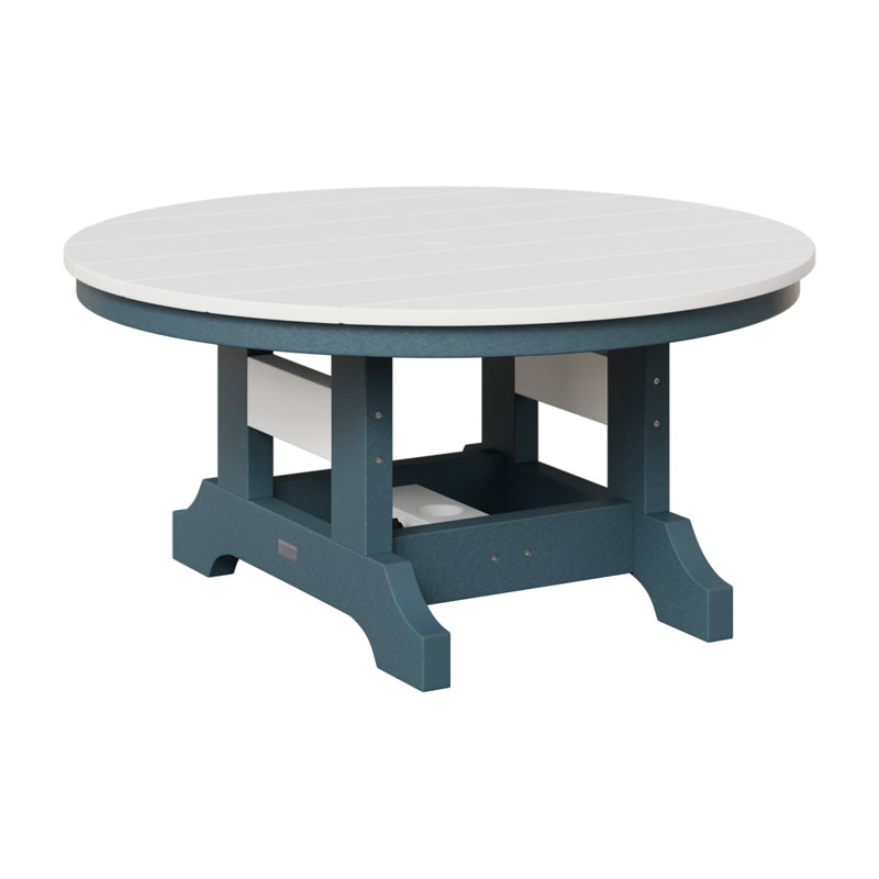 Garden Classic Outdoor Round Coffee Table, Slate, White