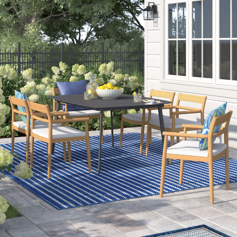 Lido 7-Piece 63" Rectangular Dining Table & Armchairs Set