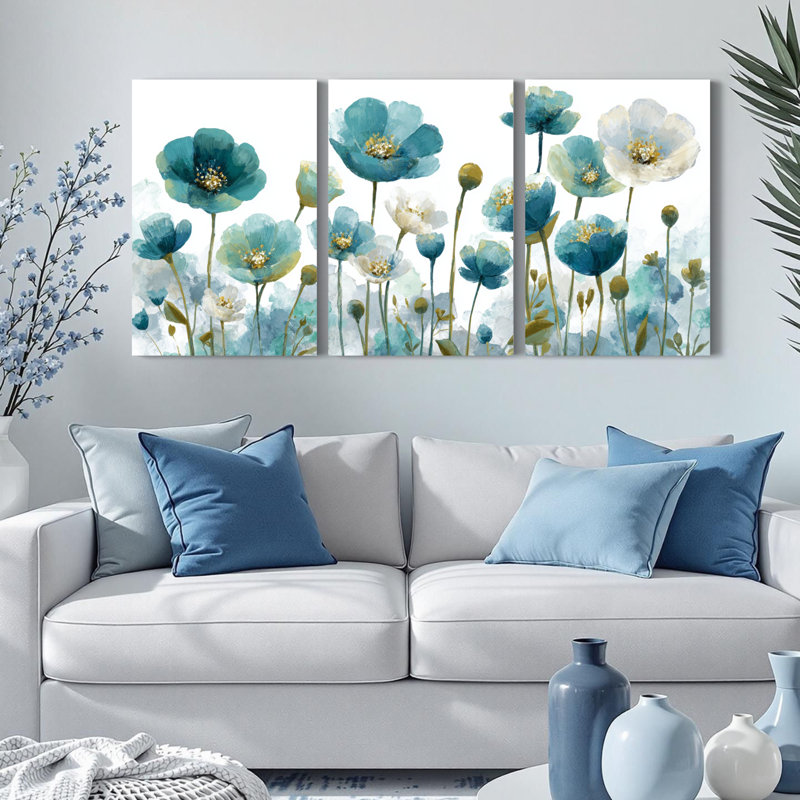 «Poppy Flowers», impression murale sur toile tendue sur toile, H 24 po x l 48 po