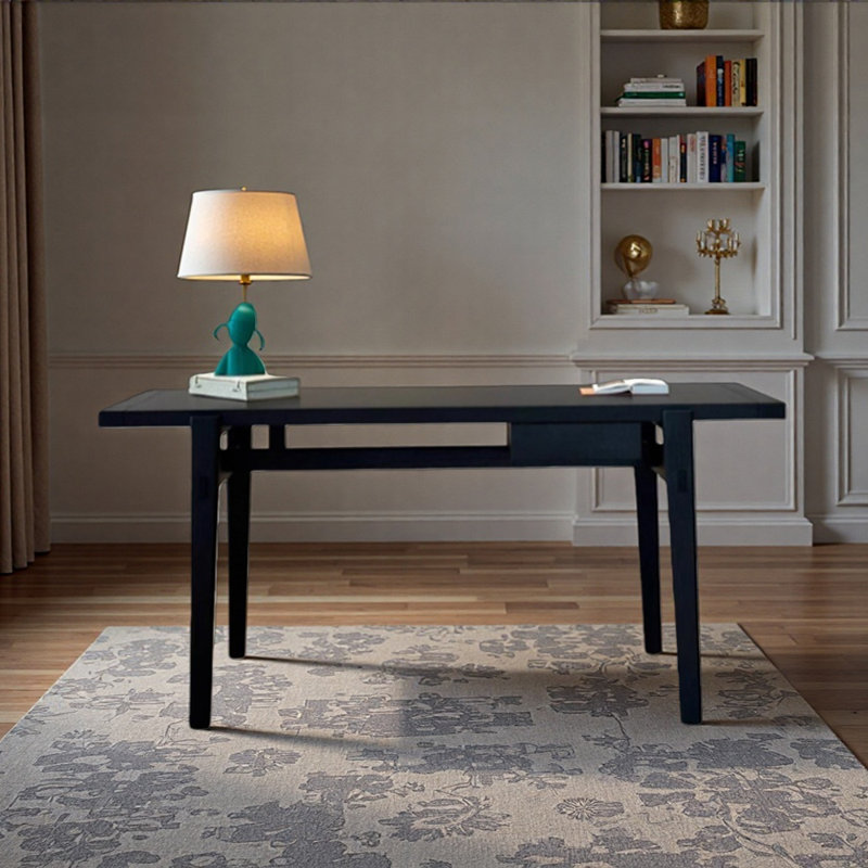 Bureau d'écriture rectangulaire en bois de frêne noir, H 29,52 po x l 55,11 po x P 25,59 po