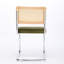 2 chaises de salle à manger de style Mid-Century moderne, recouvertes de velours olive, dossier en canne naturelle, base en acier inoxydable, siège rembourré avec une chaise en porte-à-faux flexible, olive, supportant 360 lb-547190055
