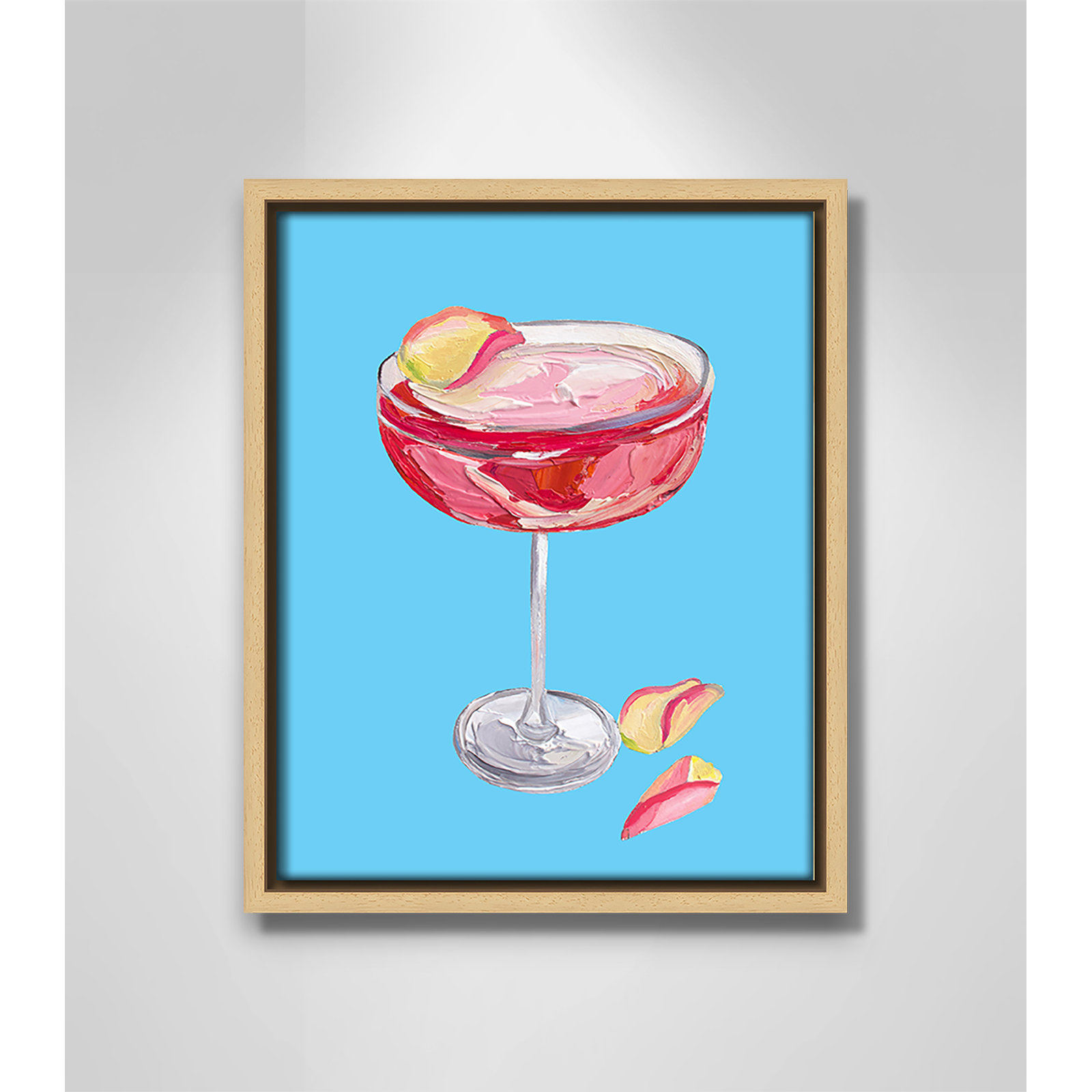 Sparkling Rose Gin Cocktail Print by Straker, 11.5" H x 9.5" W, Natural Floater