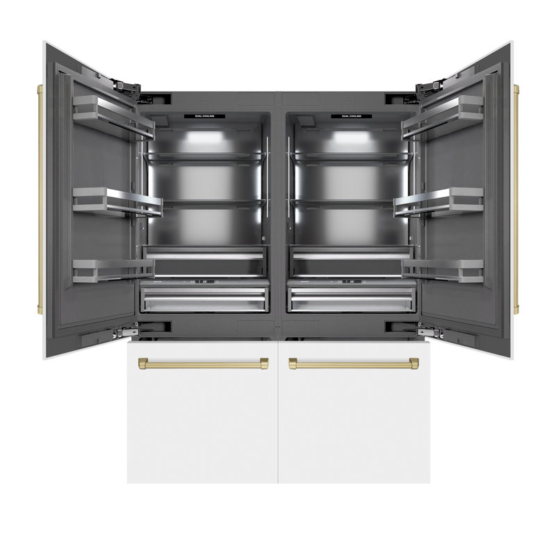 ZLINE Autograph 60 in. Black Stainless Refrigerator w/ Gray & Gold Accents, White Matte/Champagne Bronze