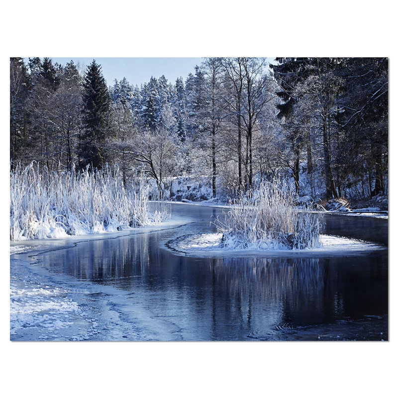 «Winter Lake in Deep Forest», reproduction de photo sur toile tendue, H 30 po x l 40 po x P 1 po