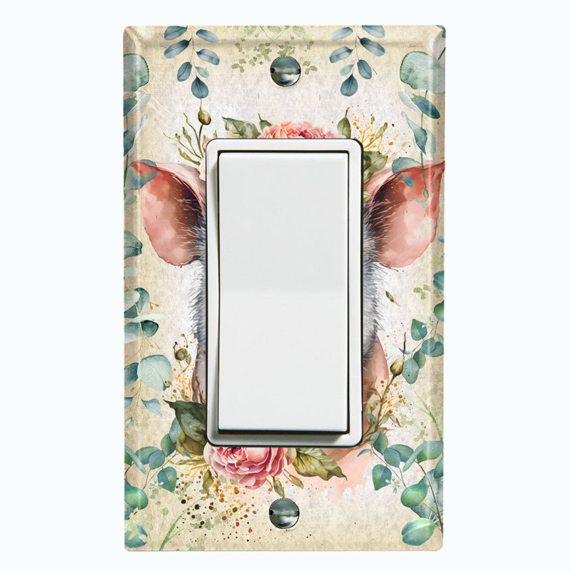 Plaque murale berçante mignonne cochon avec tête de fleur