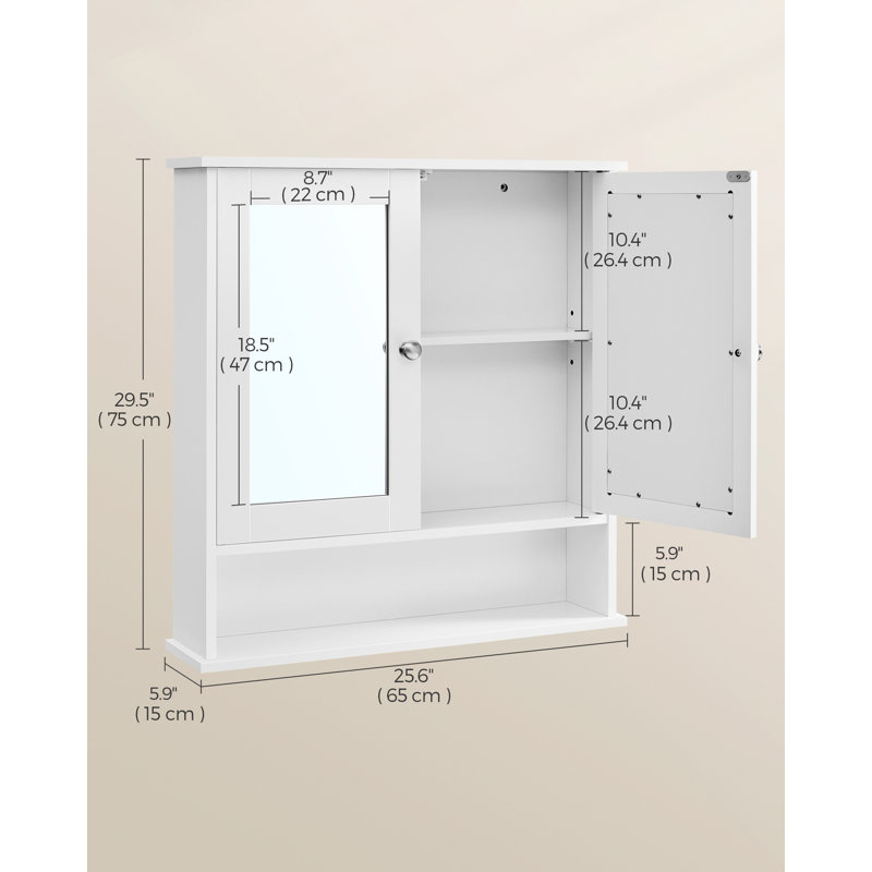 Refoel Bathroom Cabinet, White, 75cm H x 65cm W x 15cm D