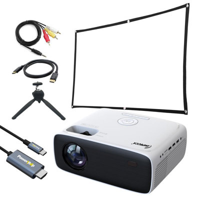 Projecteur de cinéma maison 180 po Impecca, 200 lumens ANSI, 720P, étui de protection + câble USB-C vers HDMI et ensemble d'accessoires