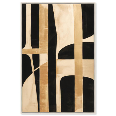 Noir and Gold I Canvas Midcentury Abstract by Art Remedy