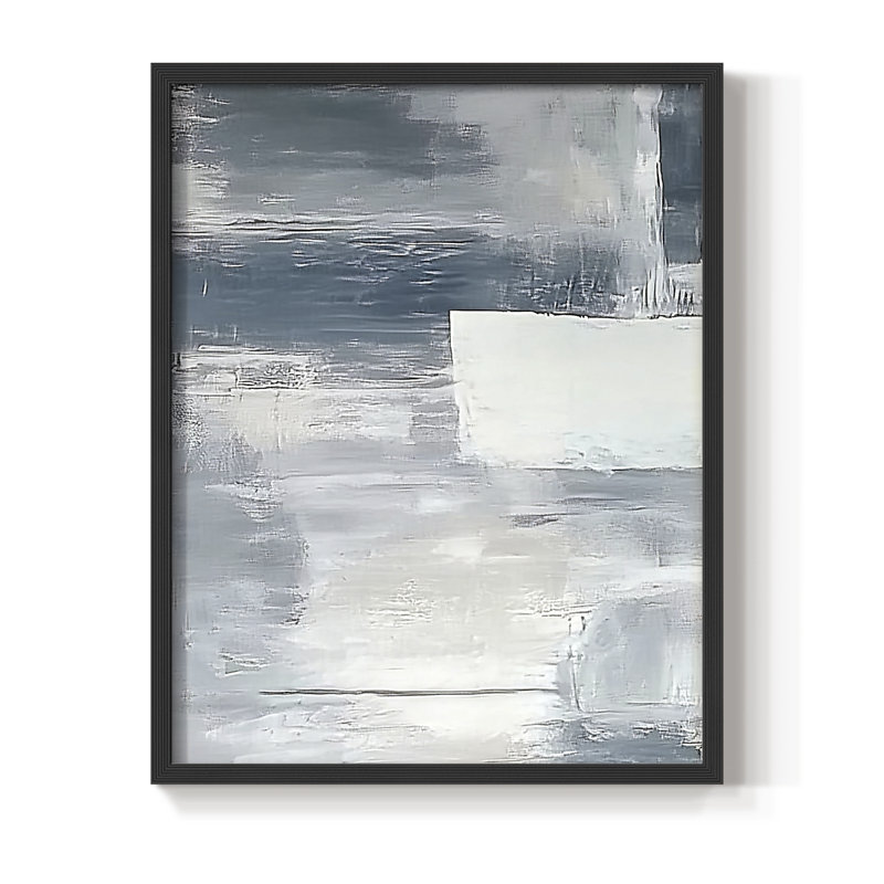 Abstrait, encadré, prêt à accrocher , H 10 po x l 8 po, Noir