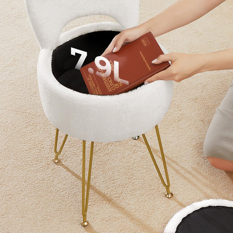 Vanity Stool Chair, White