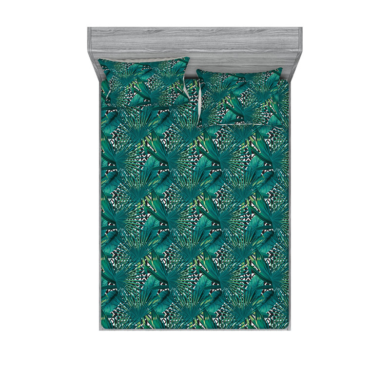 Drap-housse et taies décoratives 3 pièces Ambesonne, Ensemble de draps pour lit double avec 2 taies d'o