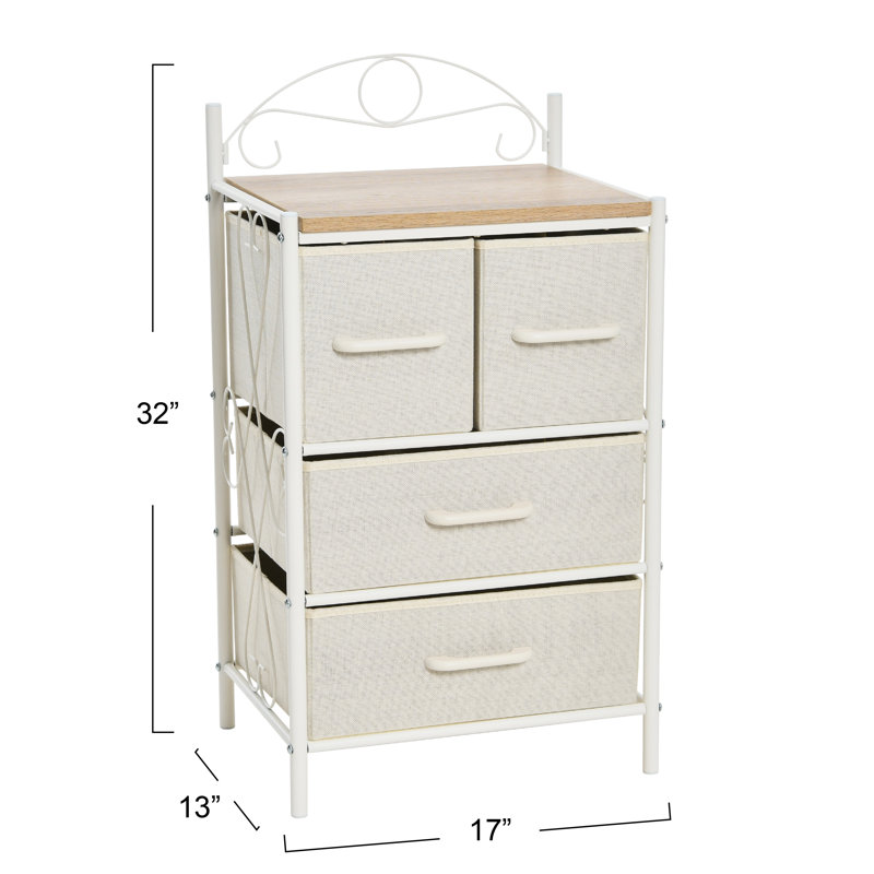 Brundrett 4 Drawer Storage Drawer, Coastal Oak/White